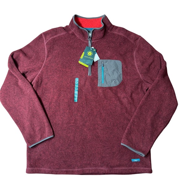 G.H. Bass NWT Explorer Arctic Terrain 1/4 Zip Pullover Fleece Red Mens XL - Picture 2 of 9